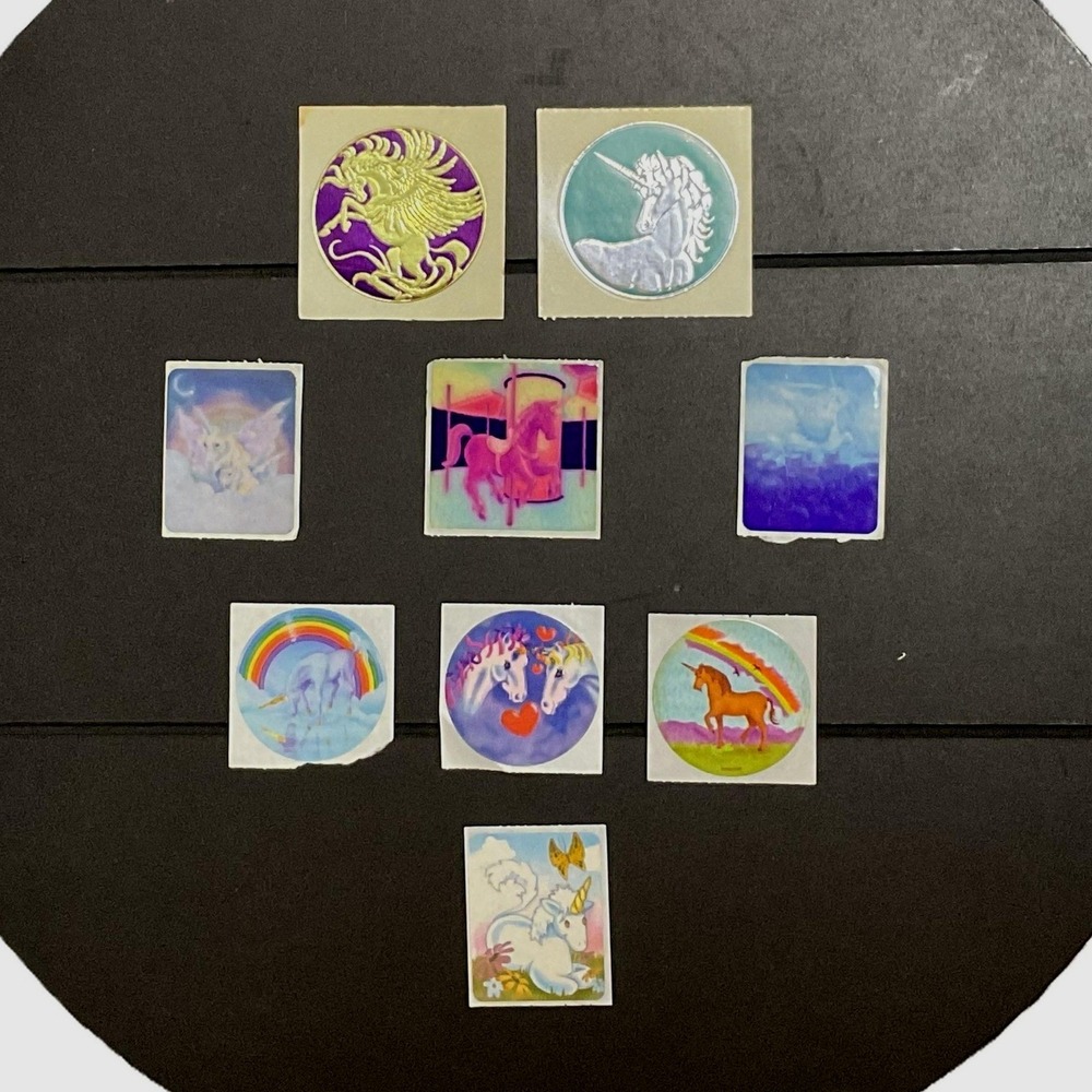 Vintage 1980s Unicorn Sticker 9pc Lot